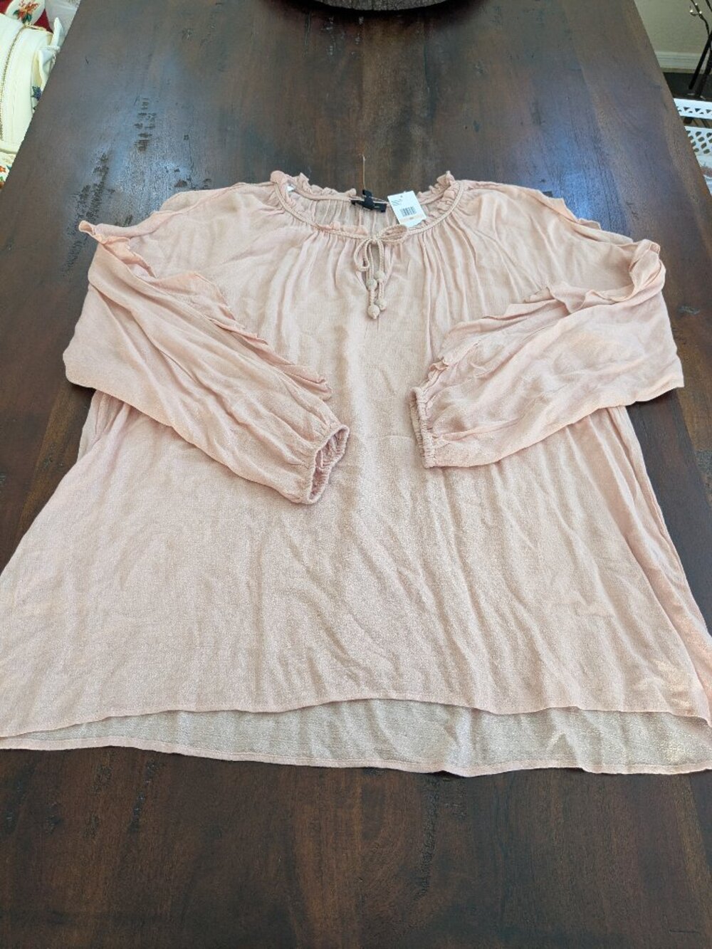 Jessica Simpson NWT Cameo Rose Keilani Ruffle Sleeve Peasant Top - Size 2X